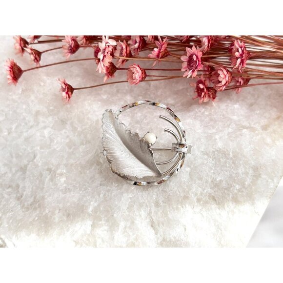 40s Vintage C.R. Co. Art Deco Faux Pearl Foliage Openwork Sterling Silver Brooch - Picture 10 of 10